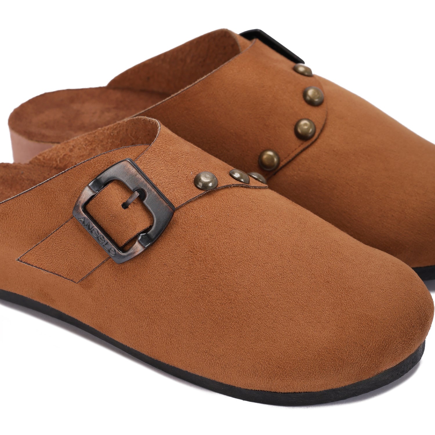 Closed-Toe Studded Mule Clogs - camel