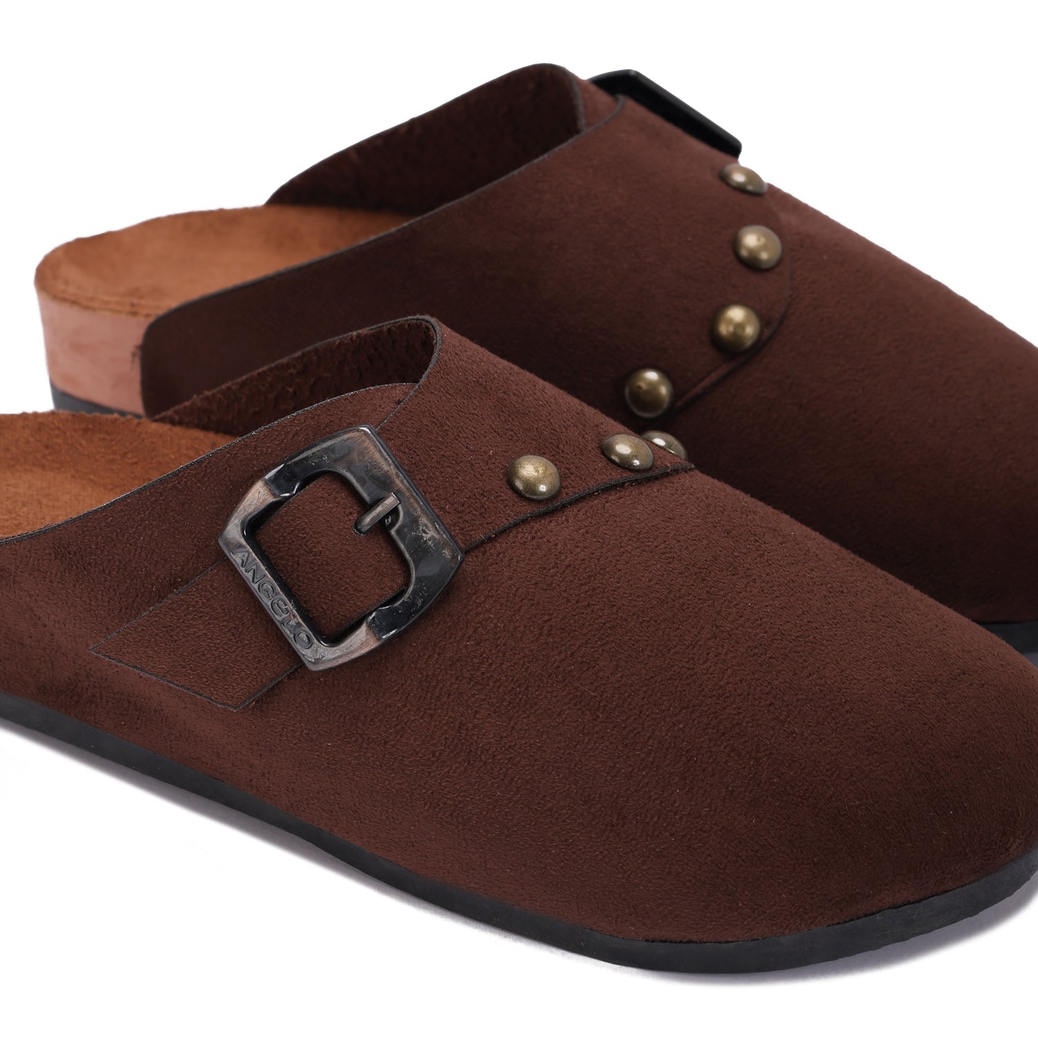 Closed-Toe Studded Mule Clogs - brown