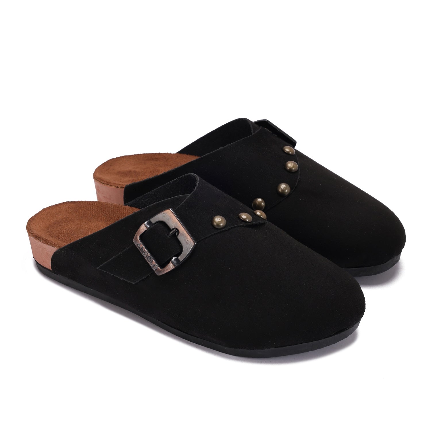 Closed-Toe Studded Mule Clogs - black