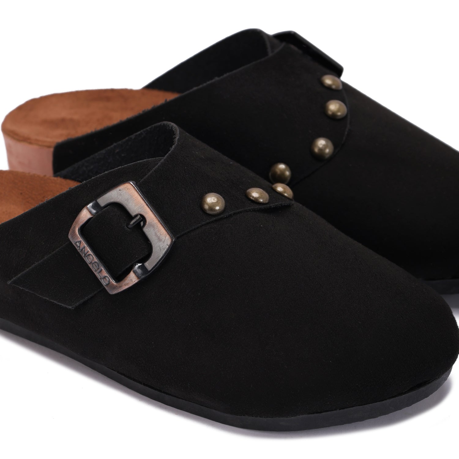 Closed-Toe Studded Mule Clogs - black